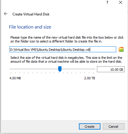 Virtual Box. Final confirmation of Virtual Setup