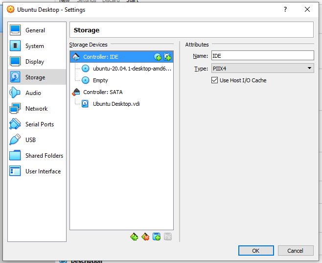 Virtual Box. ISO file now selected