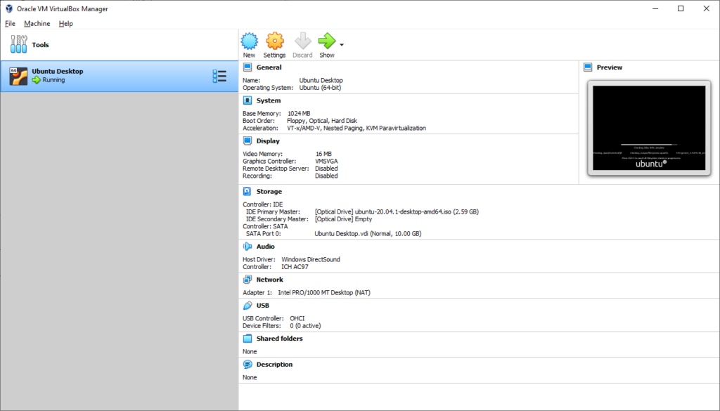 Virtual Box Ubuntu is ready to run