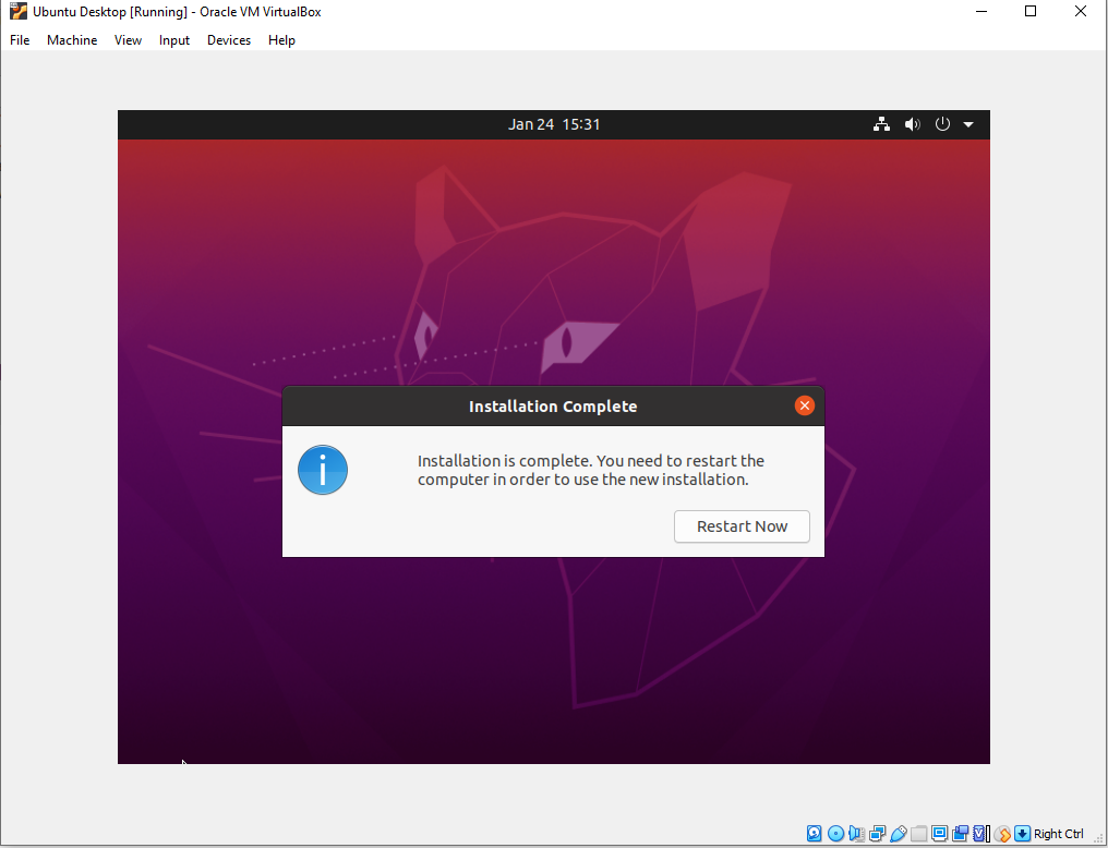Ubuntu installation completed