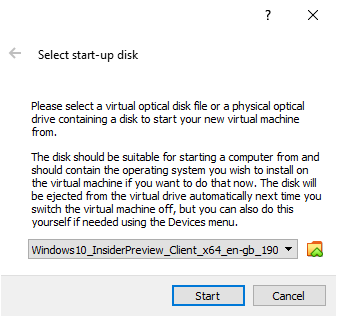 ISO file selected and starting the installation