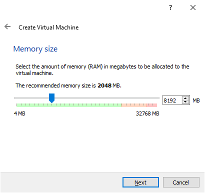 Specifing the amount of memory available for use by the virtual machine
