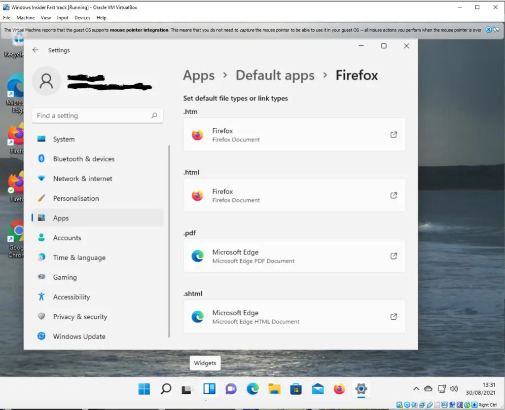 Windows 11 browser settings