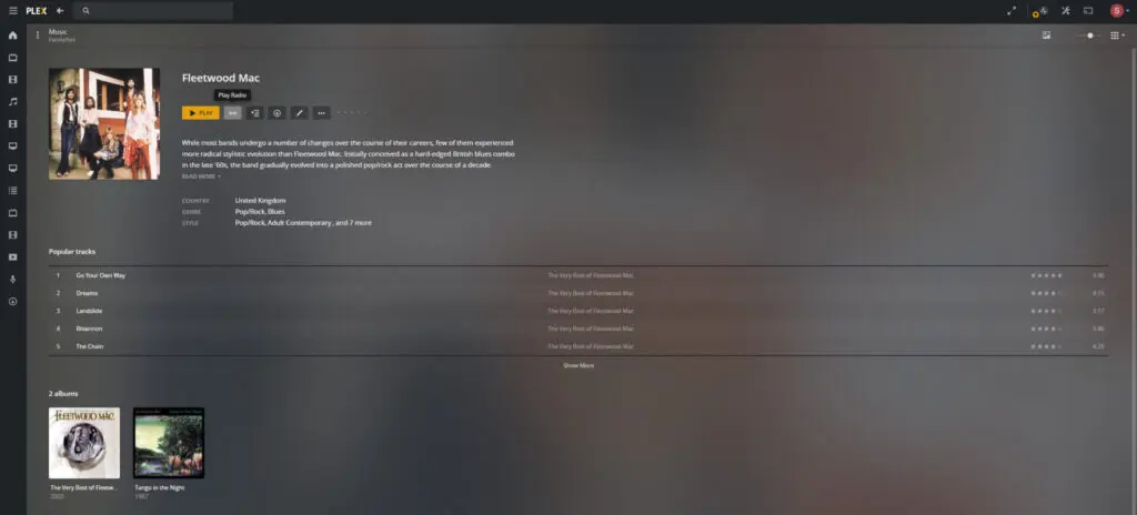 Plex artist radio