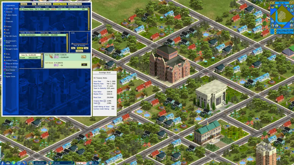 Buying US treasury bonds in Capitalism Lab banking & finance DLC