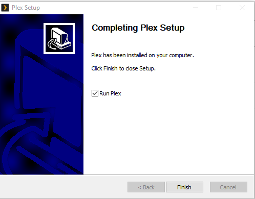 Plex setup complete clicking finish stops the installation