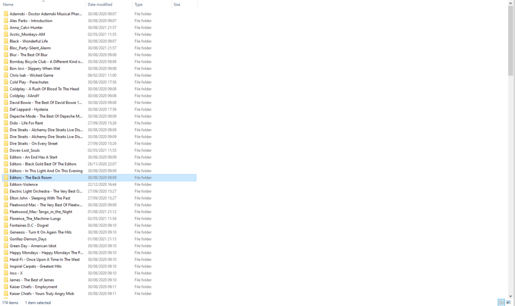 My music libary folder displayed in Wondows Explorer