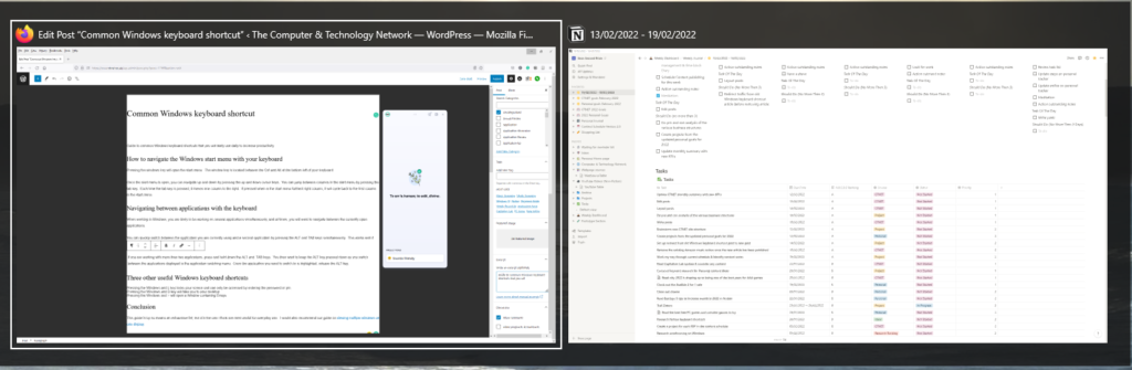 Windows 10 task switching menu
