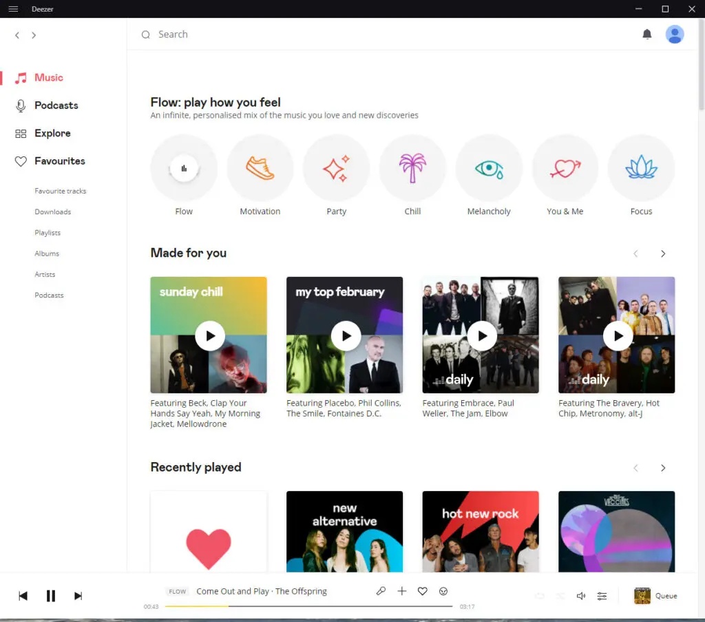 Deezer Windows application