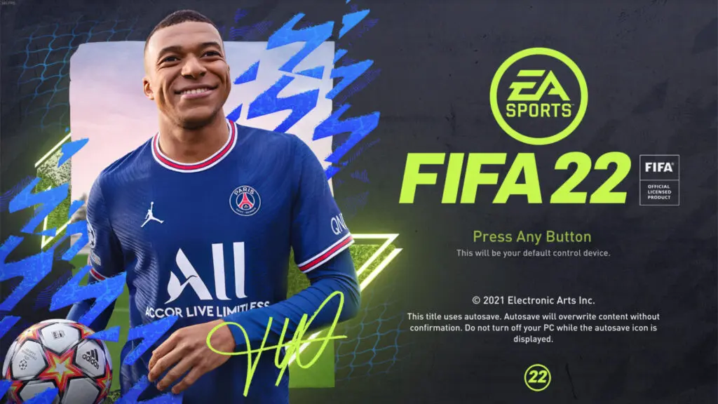 The FIFA22 loading screen