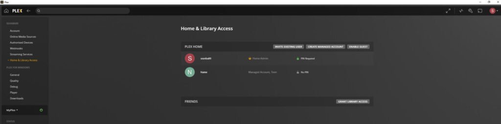 Setting up a user for your home Plex library