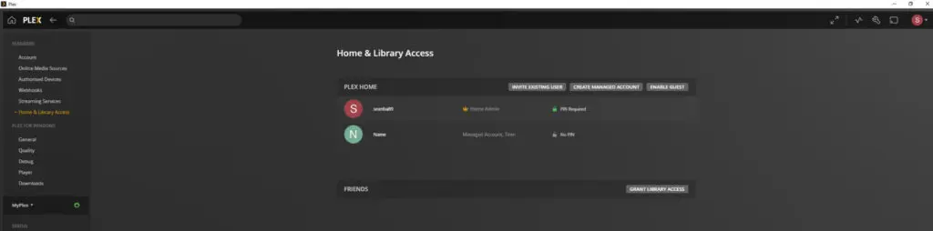 Setting up a user for your home Plex library
