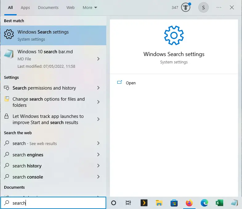 Windows 10 search bar