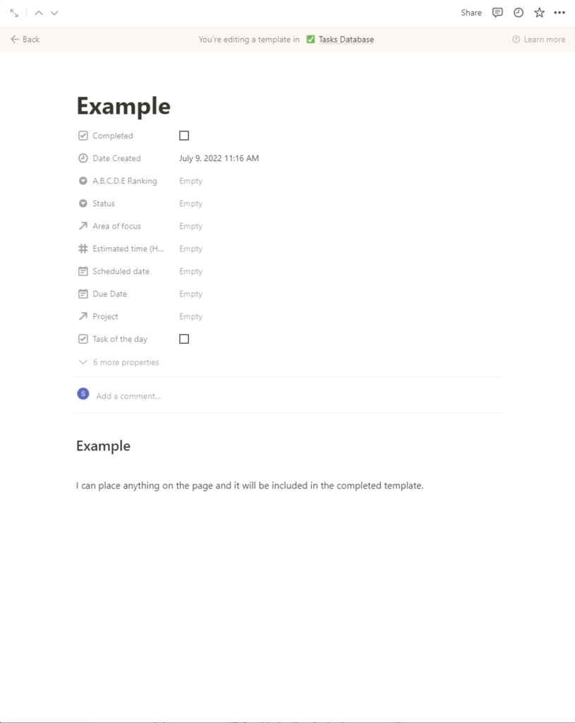 Editing A template in Notion