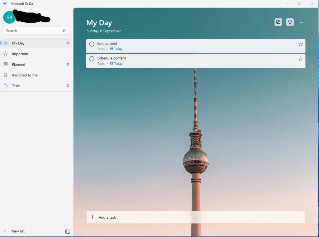 Microsoft To-Do my day view.