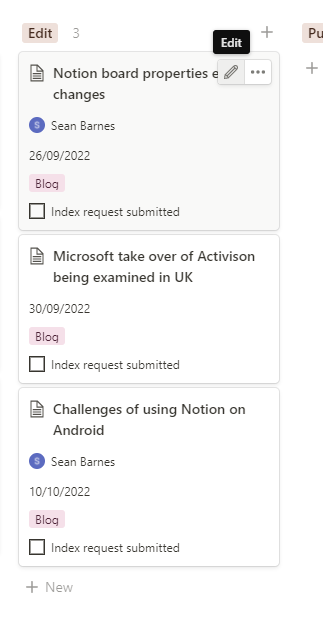 Notion board view editing