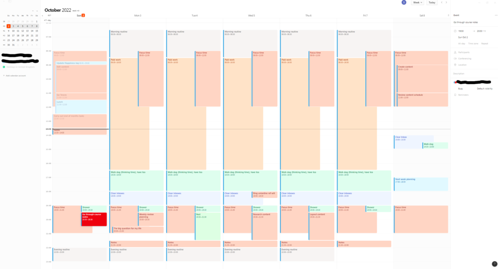 A screenshot of the Cron calendar app
