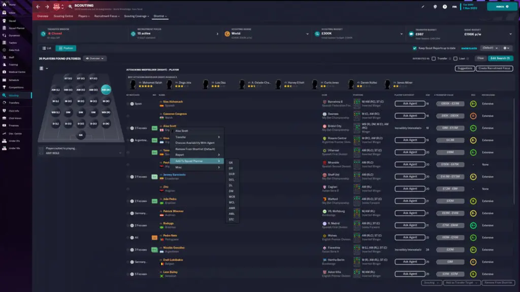 Adding a short listed player to my squad planner in Football Manager