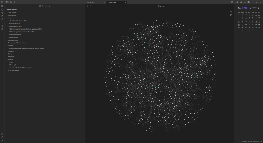 A graphical representation of my Zettelkasten showing how my permanent notes link together.