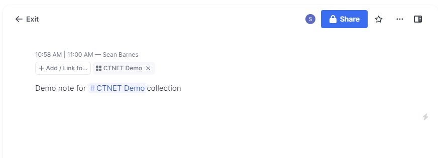 Adding a note to a collection in Mem
