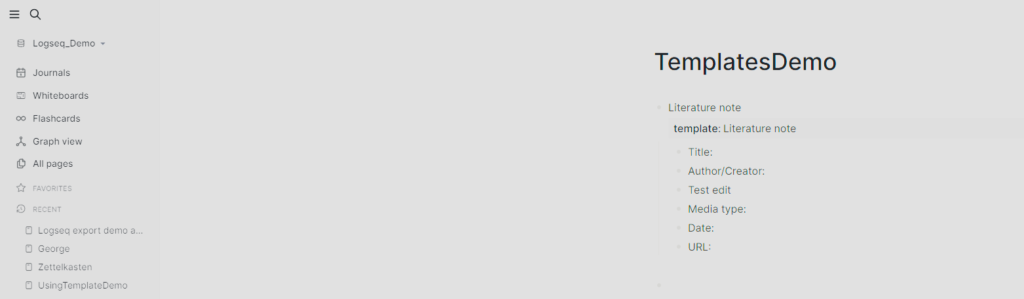 Literature Note Template in Logseq