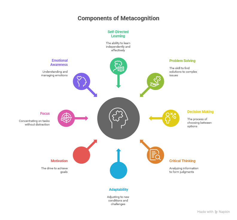An image showing the components of metacognition.