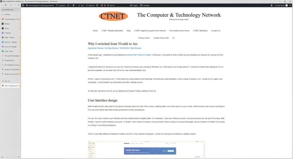 A screen shot of me reading one of my blog posts at CTNET.