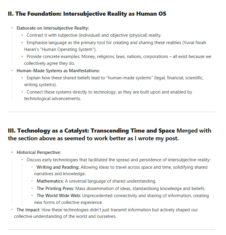 A screenshot showing my edit of the original AI generated layout to mirror the reality of what had happened during the writing of the post.