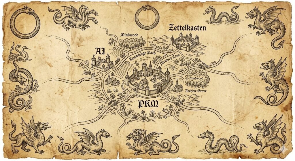An AI generated image showing a clear map of my knowledge but I have no knowledge of what is outside this knowledge.