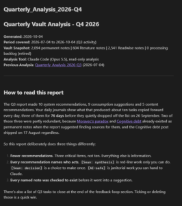 An image showing the first couple of sections of the Q4 quarterly review.